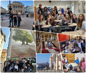 Kolaż zdjęć z pobytu naszych uczniów w Budapeszcie